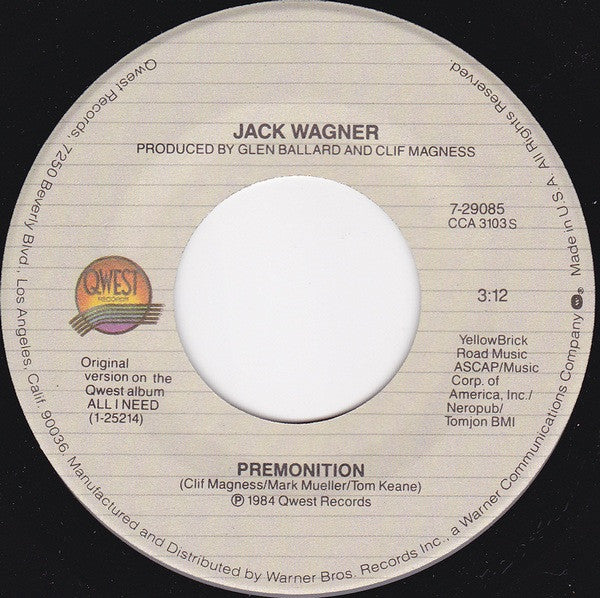 7": Jack Wagner - Premonition