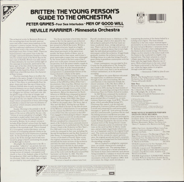 Benjamin Britten, Sir Neville Marriner, Minnesota Orchestra - The Young Person's Guide To The Orchestra/ Peter Grimes / Men Of Goodwill