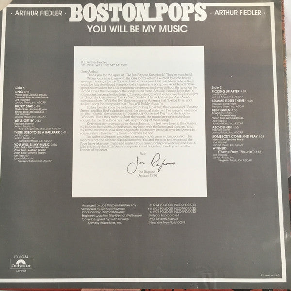 Arthur Fiedler, The Boston Pops Orchestra - You Will Be My Music