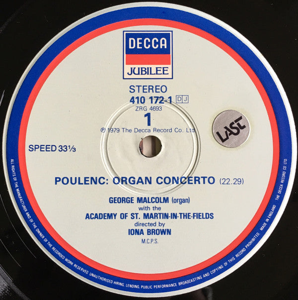Francis Poulenc, George Malcolm, The Academy Of St. Martin-in-the-Fields, Iona Brown - Organ Concerto ∙ Concert Champêtre