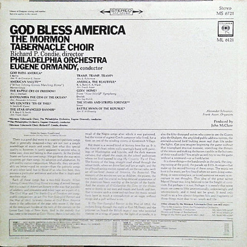 Mormon Tabernacle Choir, Richard P. Condie, The Philadelphia Orchestra, Eugene Ormandy - God Bless America