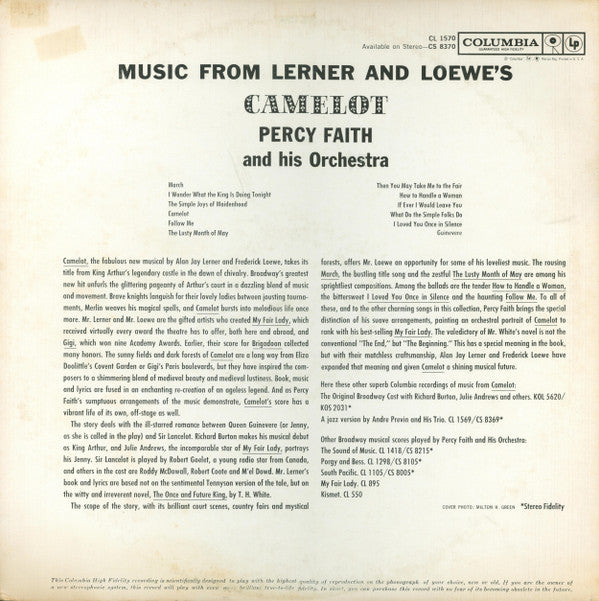 Percy Faith & His Orchestra - Music From Lerner & Loewe's Camelot