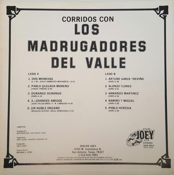 Los Madrugadores Del Valle - Corridos Con Los Madrugadores Del Valle