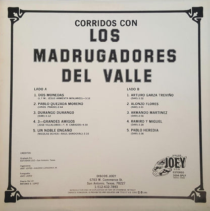 Los Madrugadores Del Valle - Corridos Con Los Madrugadores Del Valle