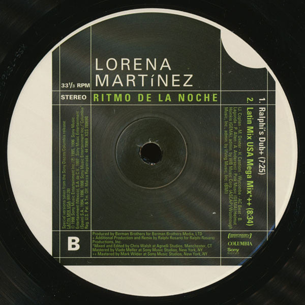 12": Lorena Martínez - Ritmo De La Noche