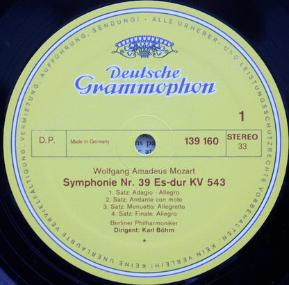 Wolfgang Amadeus Mozart, Berliner Philharmoniker, Karl Böhm - Symphonien Nr. 39 Es-Dur (In E Flat Major) / Nr. 36 "Linzer"