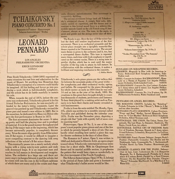 Pyotr Ilyich Tchaikovsky, Leonard Pennario, Los Angeles Philharmonic Orchestra, Erich Leinsdorf - Piano Concerto No. 1 In B Flat Minor