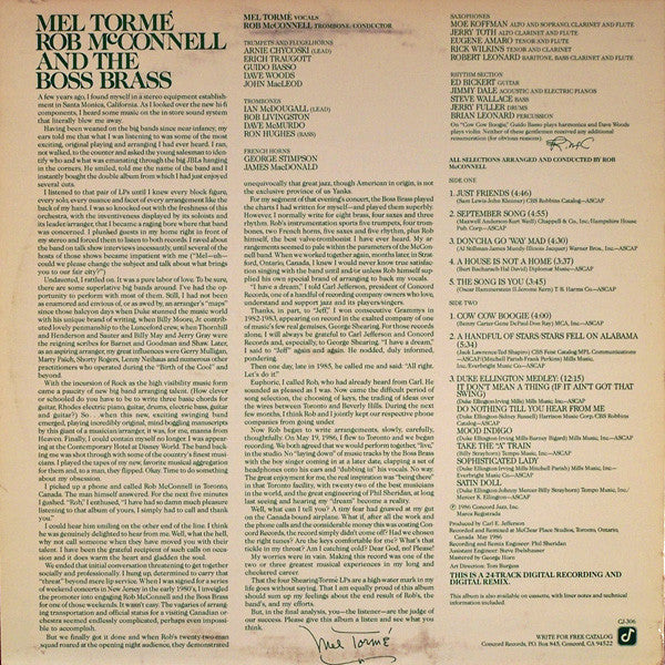 Mel Tormé, Rob McConnell & The Boss Brass - Mel Tormé -  Rob McConnell And The Boss Brass