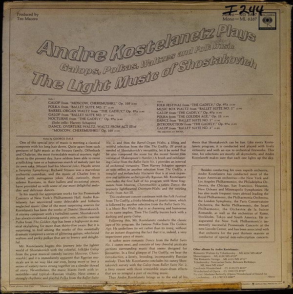 André Kostelanetz - Plays Galops, Polkas, Waltzes And Folk Music: The Light Music Of Shostakovich