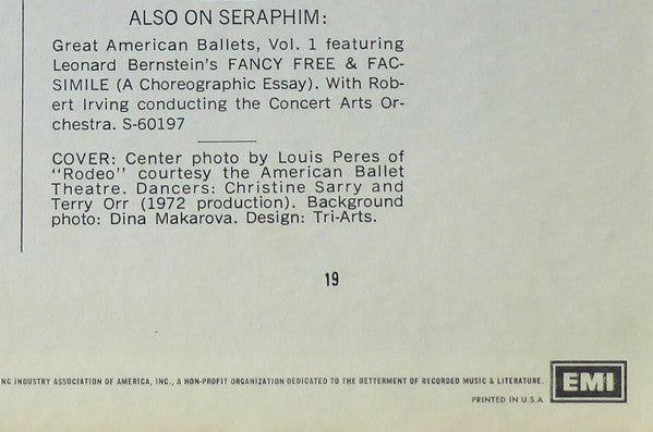 Aaron Copland, The Concert Arts Orchestra, Robert Irving (2) - Great American Ballets, Vol. 2: Copland: Rodeo (Four Dance Episodes) & Appalachian Spring (Suite)