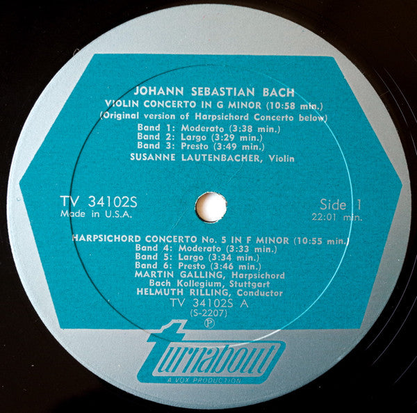 Johann Sebastian Bach, Susanne Lautenbacher, Martin Galling - Violin Concerto In G Minor / Harpsichord Concerto No. 5 In F Minor / Harpsichord Concerto No. 4 In A Major