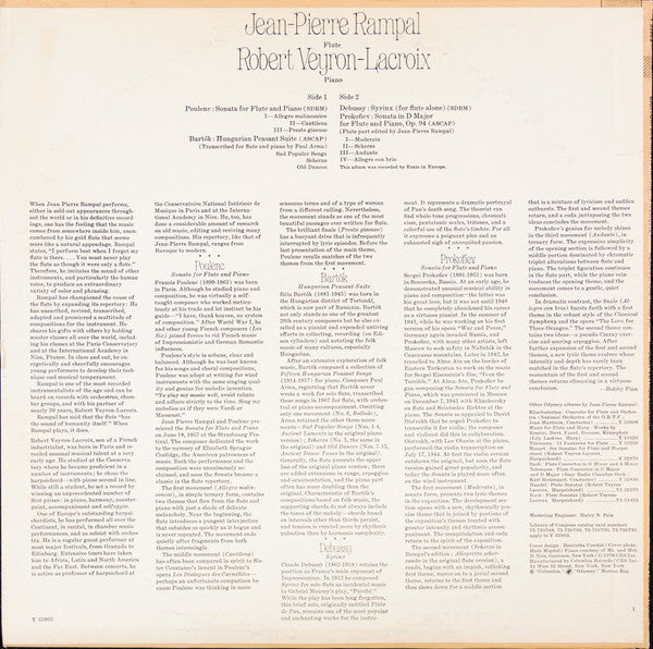 Jean-Pierre Rampal, Robert Veyron-Lacroix, Claude Debussy, Sergei Prokofiev, Béla Bartók, Francis Poulenc - Syrinx / Sonata In D Major For Flute And Piano / Hungarian Peasant Suite / Sonata For Flute And Piano