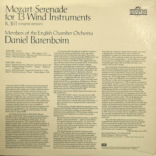 Wolfgang Amadeus Mozart, Daniel Barenboim - Serenade for 13 Wind Instruments K.361 (Original Version)