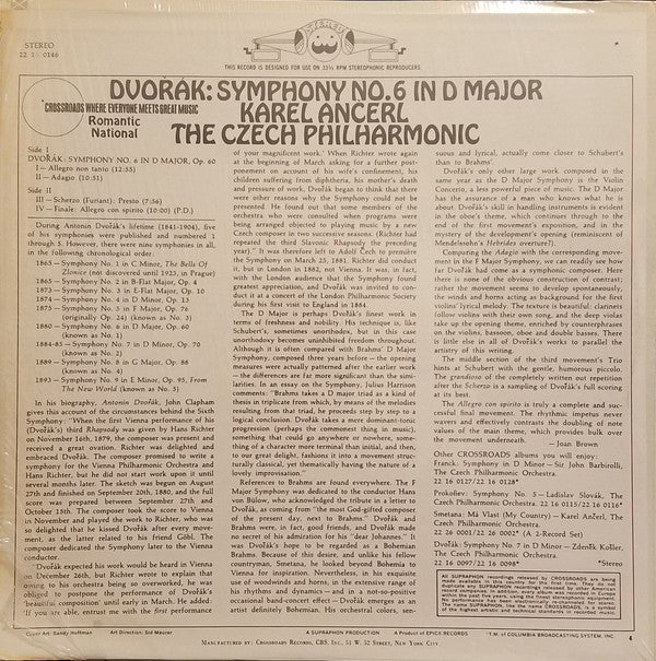 Antonín Dvořák, Karel Ančerl, The Czech Philharmonic Orchestra - Symphony No. 6 In D Major