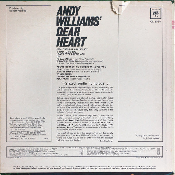 Andy Williams - Andy Williams' Dear Heart