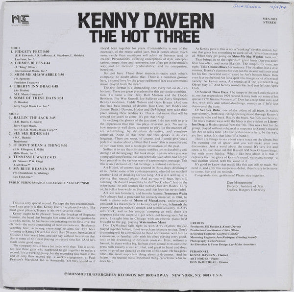 Kenny Davern - The Hot Three