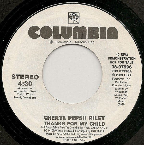 7" Single: Cheryl Pepsii Riley - Thanks For My Child