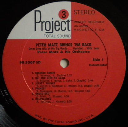 Peter Matz Orchestra - Brings 'Em Back (Great Song Hits Of The Big Bands ... Updated ... With Love)