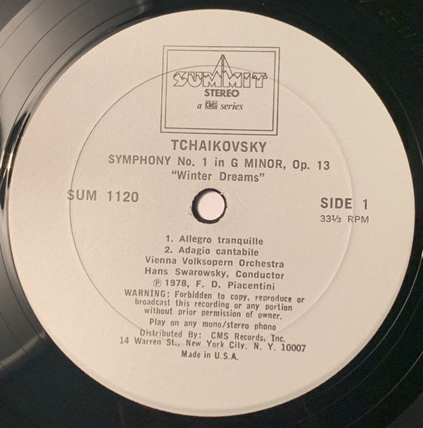 Pyotr Ilyich Tchaikovsky, Wiener Volksopernorchester, Hans Swarowsky - Symphony No. 1 In G Minor “Winter Dreams”