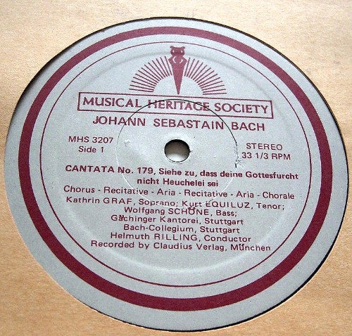 Johann Sebastian Bach, Frankfurter Kantorei, Gächinger Kantorei Stuttgart, Bachcollegium Stuttgart, Helmuth Rilling - Cantata No. 114, Ach Lieben Christen, Seid Getrost / Cantata No. 179, Siehe Zu, Dass Deine Gottesfurcht Nicht Heuchelei Sei