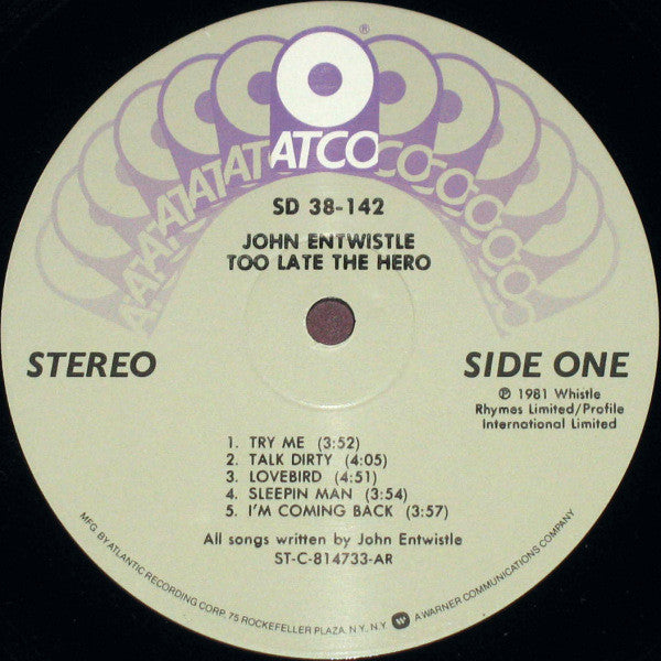 John Entwistle - Too Late The Hero
