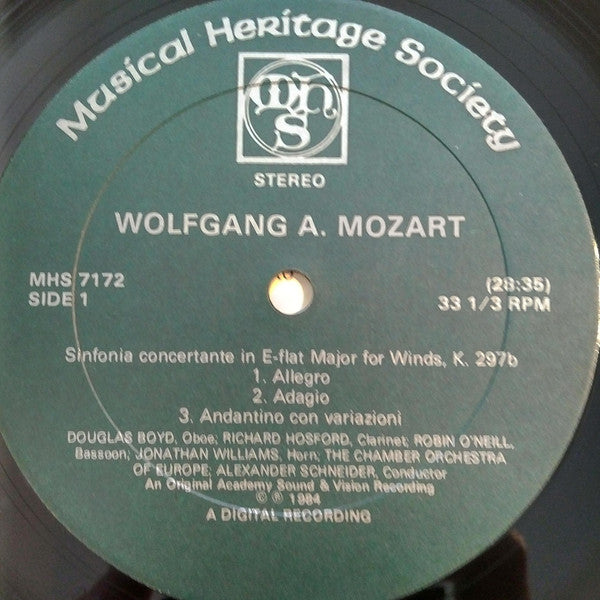 Wolfgang Amadeus Mozart, Johann Sebastian Bach, Antonio Vivaldi, The Chamber Orchestra Of Europe, Alexander Schneider - Performs Works By Mozart, Bach, And Vivaldi