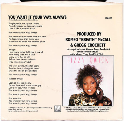 7" Single: Fizzy Qwick - You Want It Your Way, Always
