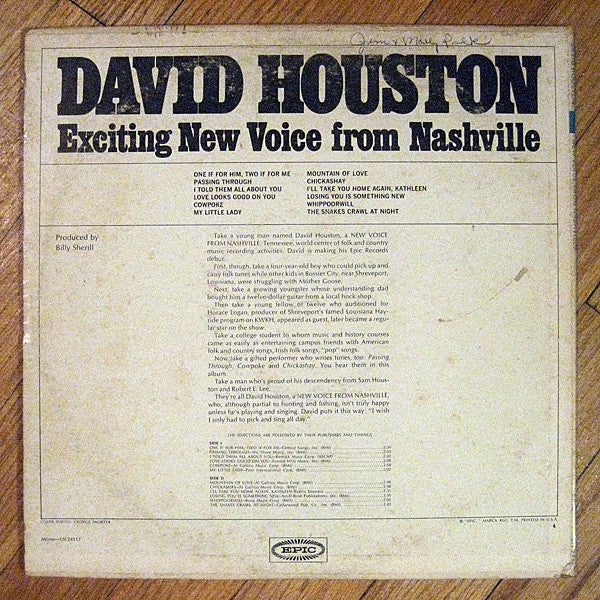 David Houston - New Voice From Nashville