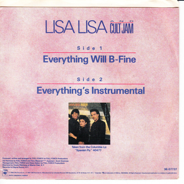 7": Lisa Lisa & Cult Jam - Everything Will B-Fine