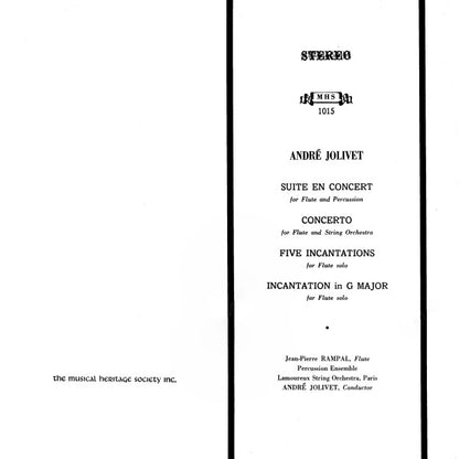 Jean-Pierre Rampal, Orchestre À Cordes De L'Association Des Concerts Lamoureux, André Jolivet - Andre Jolivet