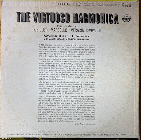 Jean-Baptiste Loeillet, Benedetto Marcello, Francesco Maria Veracini, Antonio Vivaldi, Adalberto Borioli, Mirna Miglioranzi Borioli - The Virtuoso Harmonica, Four Sonatas By