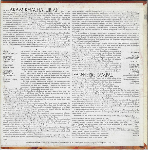 Jean-Pierre Rampal, Aram Khatchaturian, Orchestre National De France, Jean Martinon - Concerto For Flute And Orchestra