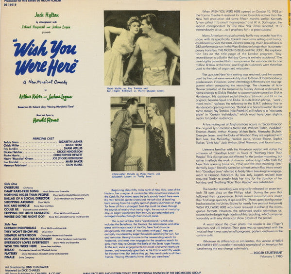 Harold Rome, Shani Wallis, Christopher Hewett, Bruce Trent, Elizabeth Larner, Joe Robinson (25) - Wish You Were Here (Original London Cast Recording)