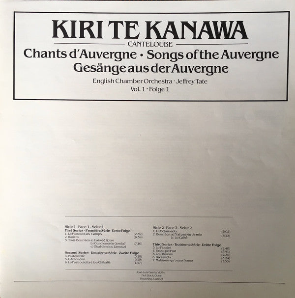 Joseph Canteloube, Kiri Te Kanawa, English Chamber Orchestra, Jeffrey Tate - Chants D'Auvergne Vol 1