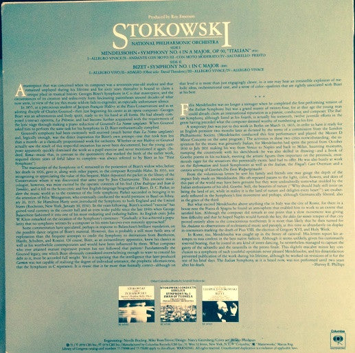 Leopold Stokowski, National Philharmonic Orchestra, Georges Bizet, Felix Mendelssohn-Bartholdy - Symphony In C / Symphony No. 4, "Italian"