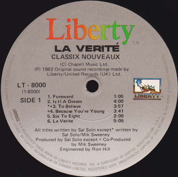 Classix Nouveaux - La Verité