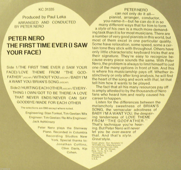 Peter Nero - The First Time Ever (I Saw Your Face)