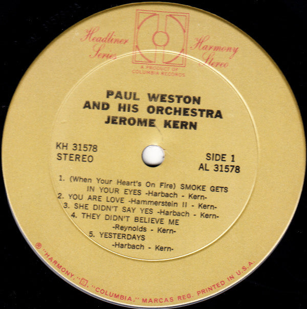 Paul Weston And His Orchestra - Jerome Kern