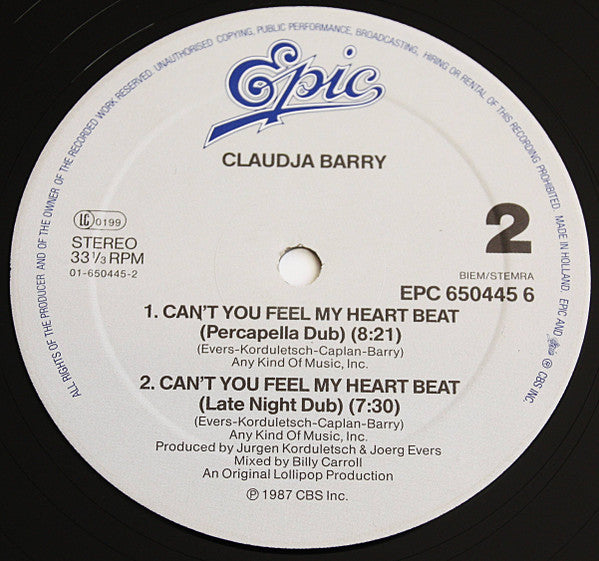 12": Claudja Barry - Can't You Feel My Heart Beat