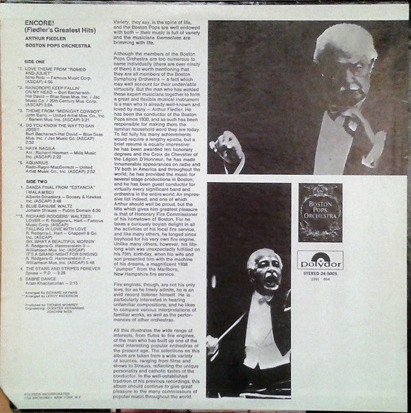 Arthur Fiedler, Boston Pops Orchestra - Encore (Fiedler's Greatest Hits)