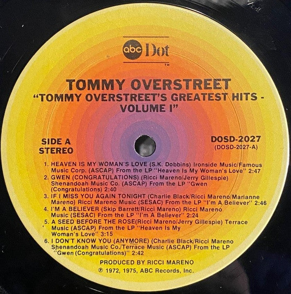 Tommy Overstreet - Greatest Hits Vol. One