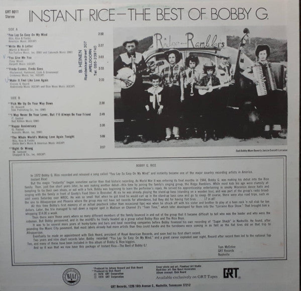 Bobby G. Rice - Instant Rice-The Best Of Bobby G.