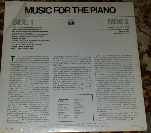 Arthur Fiedler, The Boston Pops Orchestra - Music For The Piano, Great Moments Of Music, Volume 8