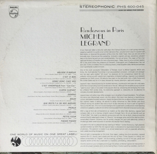 Michel Legrand - Rendezvous In Paris