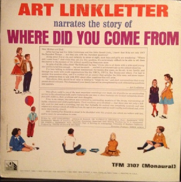 Art Linkletter - Narrates The Story Of Where Did You Come From?